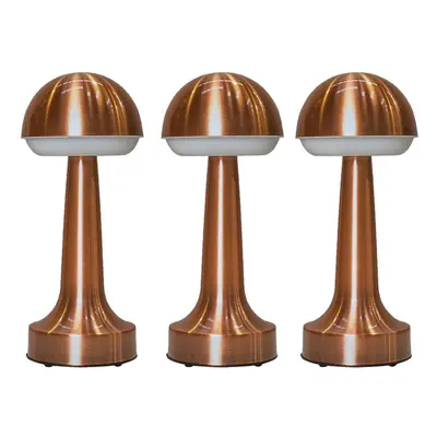 Set of Contemporary Petite Wireless Portable Outdoor Garden Copper Touch Table Lamp with an LED 