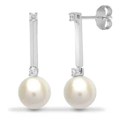 Jewelco London Ladies Solid 18ct White Gold Claw Set Round G SI1 0.15ct Diamond and Round Pearl 