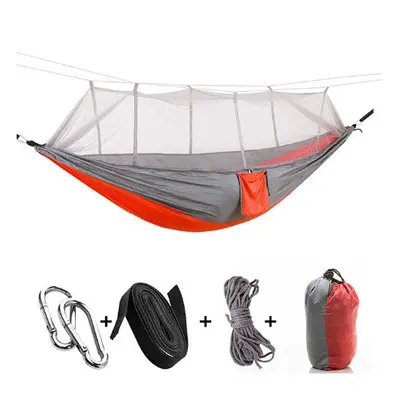 (Orange) Ultralight Parachute Hammock Hunting Mosquito Net Double Person Sleeping Bed Garden Out