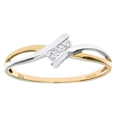 (Q) Jewelco London Ladies 9ct Yellow And White Gold Diamond Crossover Ring