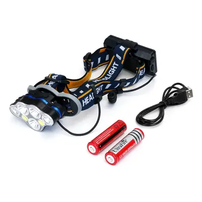 1900LM 3*T6+2*XPE+2*COB Modes Bicycle Headlamp With 2*18650 Battery USB Interfaceamp