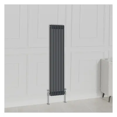 (1500x380mm-2 Column, Anthracite) NRG Traditional Radiator Horizontal Vertical Cast Iron Style D