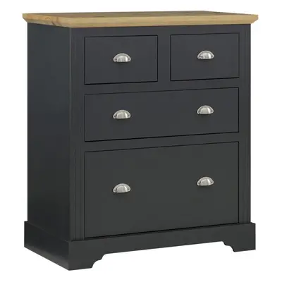 Toledo 2+2 Chest of Drawers Grey and Oak Effect Veneer Metal Runners Handles