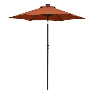 vidaXL Parasol with LED Lights Terracotta 200x211 cm Aluminium Outdoor Canopy