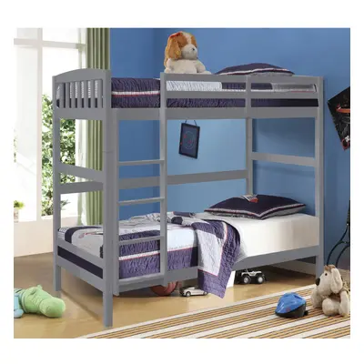 (Grey, With x Tanya Mattress) 3ft Wooden Combination Bunk Bed In Grey White Or Caramel