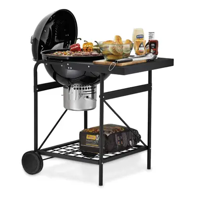 Tower Kettle Grill, Built-in Side Table, Removable Lid, Storage Holder, Airflow Vent, Black T978