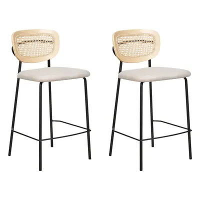 Set of Bar Chairs MAYETTA Rattan Light Beige