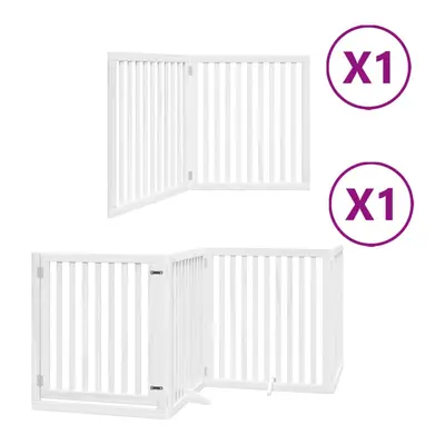 (white, x x cm/ pcs) vidaXL Dog Gate with Door Foldable Panels Dog Fence Pet Gate Poplar Wood