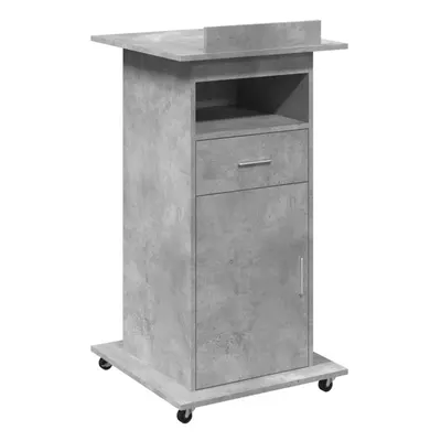 (concrete grey) vidaXL Lectern with Wheels and Drawer Pulpit Podium Stand Engineered Wood