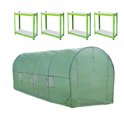 Polytunnel Greenhouse Walk In Galvanised Polytunnel Garden Grow Tent 25mm x 3m