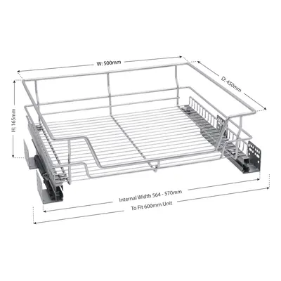 (for 600mm unit) Pull out Cabinet Wire Baskets Soft Close Runners