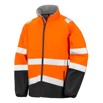 (L, Fluorescent Orange/Black) Result Safeguard Mens Printable Safety Softshell Jacket