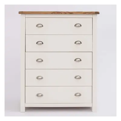 Chest of Drawers Off White Painted Wooden Bedroom Organsiser Metal Handles