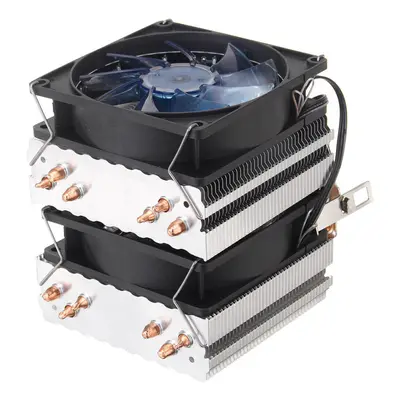 (Double Fan) 3Pin Six Copper Heat Pipes Blue Backlit CPU Cooling Fan for Intel 1150 AMD