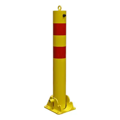 900mm Heavy Duty Folding Bollard with Lock - x 220mm Base Plate - Road Stop