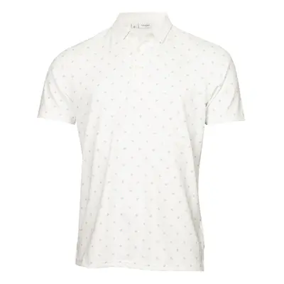 (S, White) Calvin Klein Mens Treble Strike Print UV Protection Golf Polo Shirt