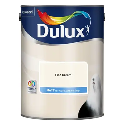 Dulux Walls & Ceilings Matt Emulsion Paint, Fine Cream, Litre