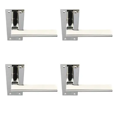 4x PAIR Straight Bar Handle on Slim Lock Backplate x 50mm Polished Nickel