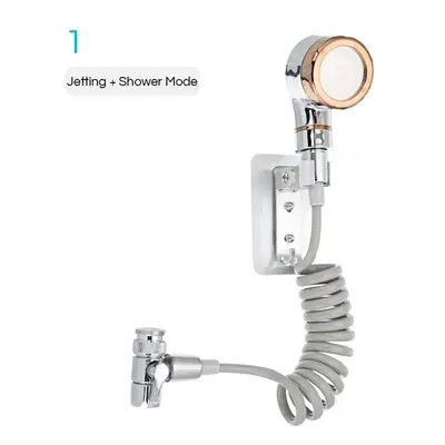 (Gold) Bathroom Wash Face Basin Water Tap External Shower Head HandHeld Bidet Sprayer Jet Divert