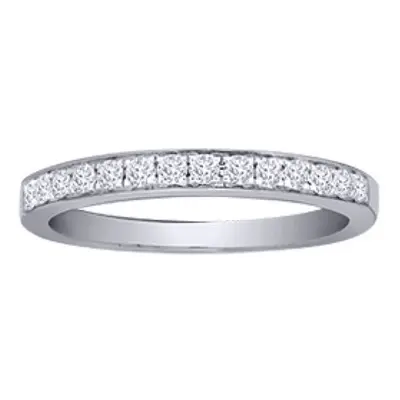 (Q) Jewelco London Solid Platinum Channel Set Princess G VS 0.25ct Diamond Dainty Band Eternity 