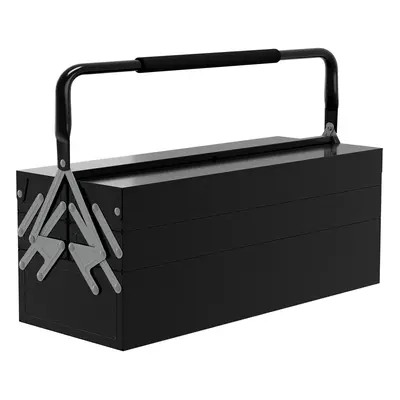 DURHAND Tier Metal Toolbox with Tray Carry Handle 56cmx20cmx34cm Black