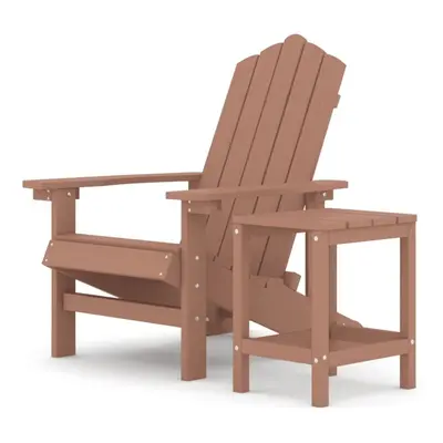 vidaXL Garden Adirondack Chair with Table HDPE Brown Patio Outdoor Armchair