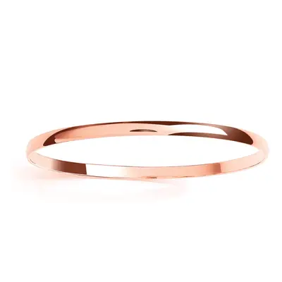 Jewelco London Ladies Rose Gold-Plated Sterling Silver D-Shape Slave Bangle Bracelet 4mm - GVG21