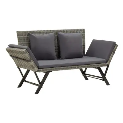 (grey) vidaXL Garden Bench with Cushions cm Poly Rattan Dining Seat Multi Colours