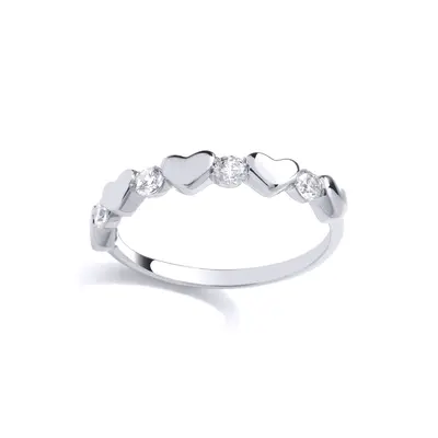 (P) Jewelco London Sterling Silver CZ Fancy Heart Ring Eternity Ring - GVR958