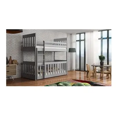 (Grey, No Mattress) Wooden Bunk Bed Cris with Cot Bed