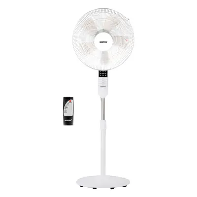 (White) Geepas 16" Pedestal Fan with Remote Control 60W