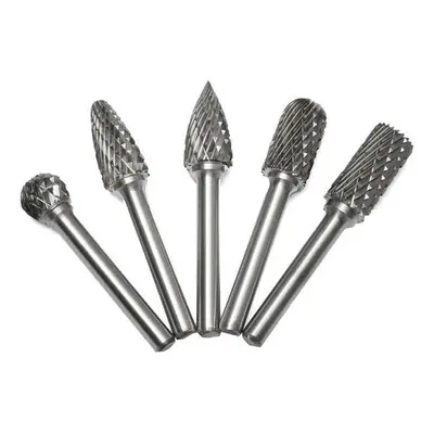 5pcs 6mm Shank Tungsten Carbide Burrs 12mm Head Rotary Cutter Engraving Bits Set