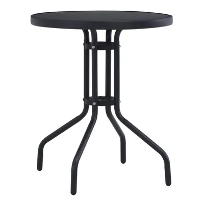 vidaXL Garden Table Black 80cm Steel and Glass Outdoor Round Bar Dining Table