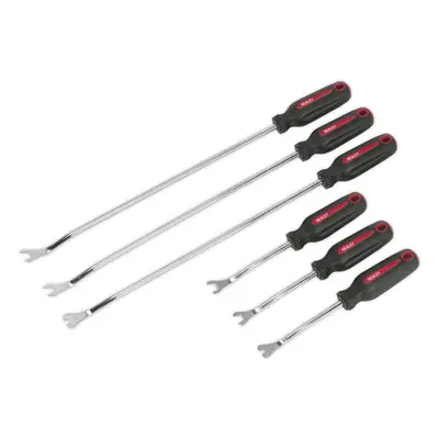 6 Piece Trim Clip Removal Tool Set - x Stubby & x Long Reach - Comfort Grip