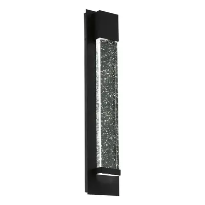 IP44 Outdoor Wall Light Black Long Bubble Glass 3.3W Built in LED Porch Lamp