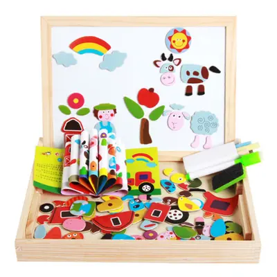 (B) Children's Magnetic Puzzle Double-sided Drawing Board Early Childhood Education Indoor toys