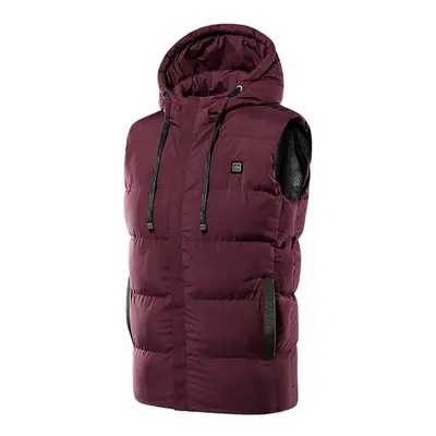 (Red, M) Heating Pads Electric Heated Vest USB Charging Winter Warm Jacket Unisex Hooded Intelli