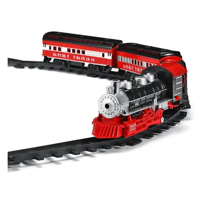 Smoke Light Simulation Sound Effect Classical Steam Train Assembled Electric Rail Car Track Toys