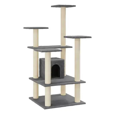 (dark grey) vidaXL Cat Tree with Sisal Scratching Posts 110cm Cat Play Tower Multi Colours