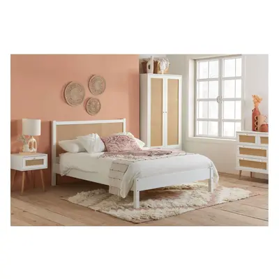 Double Rattan Bed Frame White Birlea Croxley 4FT6 Double 135cm