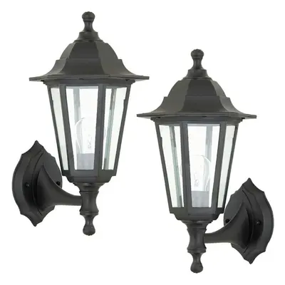 2 PACK IP44 Outdoor Wall Light Black Rust Proof Glass Lamp Traditional Lantern