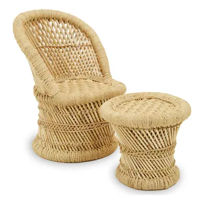 Premier Housewares Rowan Children Natural Chair with Stool