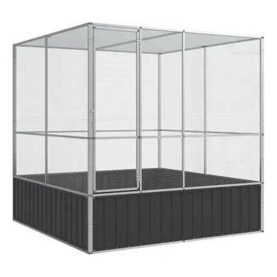 vidaXL Aviary Outdoor Large Bird Cage Walk In Chicken Run Coop Silver Steel