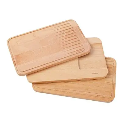 Brabantia Piece Wooden Chopping Board Set (Beech Wood) Multipurpose Vegetables, Bread & Meat/Fis