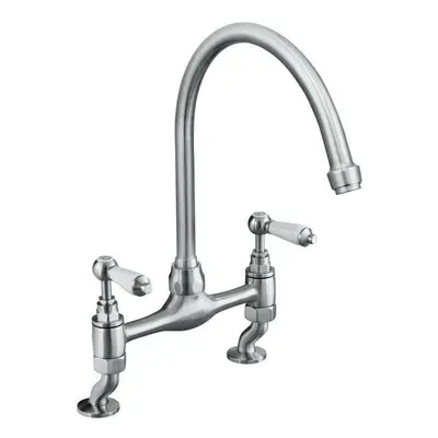 Bristan Renaissance Luxury Kitchen Sink Mixer Tap Double Lever Brushed Nickel