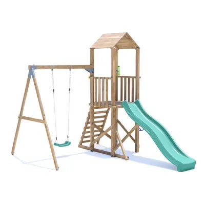 SquirrelFort Climbing Frame with Single Swing, High Platform & Slide