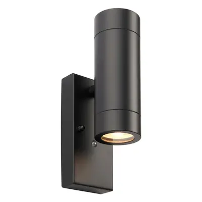 Twin Up & Down Wall Light - Photocell - x 7W GU10 LED - Matt Black