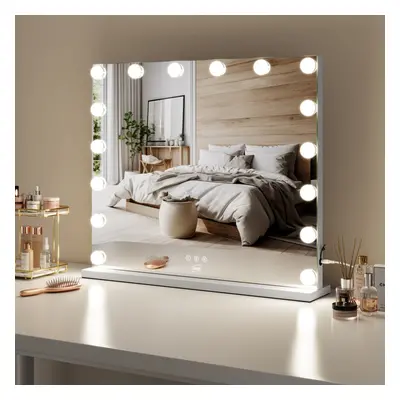 (Neo Hollywood Vanity Touch Wall Mounted and Freestanding Mirror with LED Bulbs) Neo Hollywood V