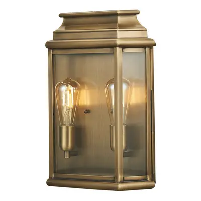 Outdoor IP44 Twin Wall Light Aged Brass LED E27 100W d02505