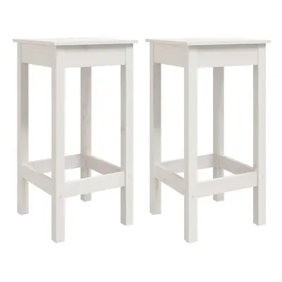 (White) vidaXL 2x Solid Wood Pine Bar Chairs Wooden Dining Room Bar Stool Pub Chair